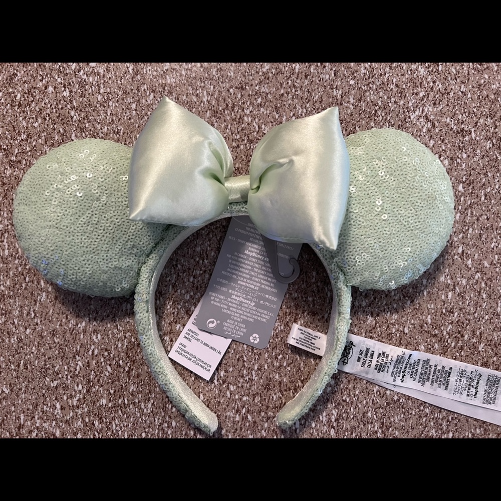 Disney Parks Mint Green Sequin Minnie Ears Headband
